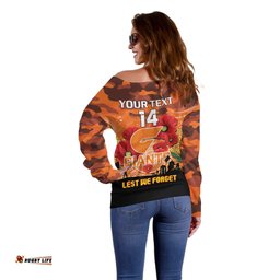 Custom Giants Football ANZAC Off Shoulder Sweater Gallipoli Camouflage With Poppies