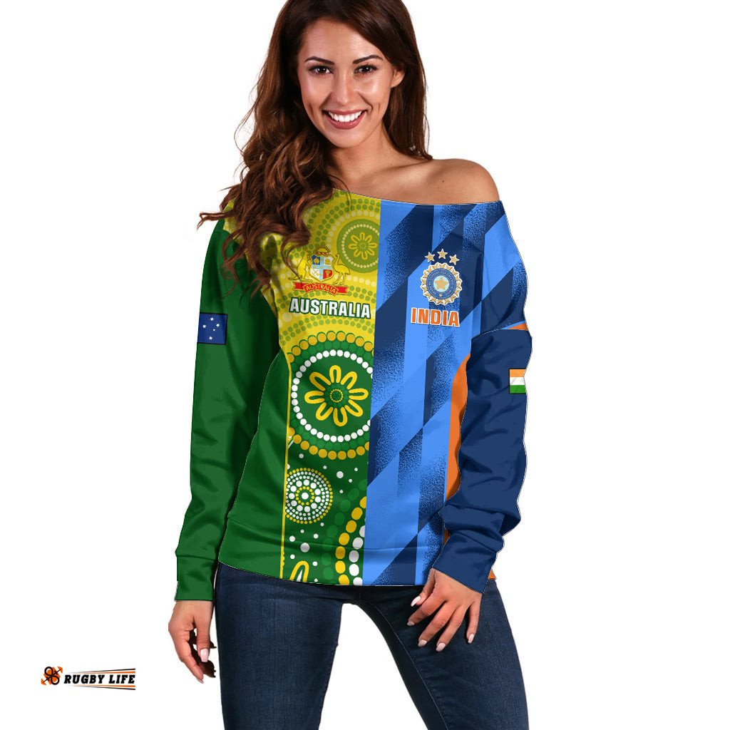 Custom Australia And India Cricket Off Shoulder Sweater World Cup Final Together