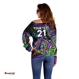 Custom Dockers Football Aboriginal Art Off Shoulder Sweater NAIDOC Indigenous Tribal