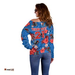 Custom Knights Rugby Off Shoulder Sweater Beautiful Floral Pattern Spring Summer Vibe