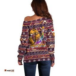 Brisbane Broncos Christmas Off Shoulder Sweater Rugby Australia Mascot