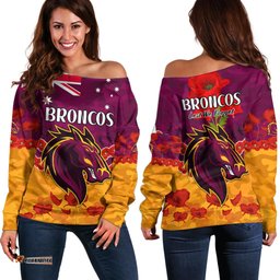 Broncos Rugby ANZAC Off Shoulder Sweater Lest We Forget