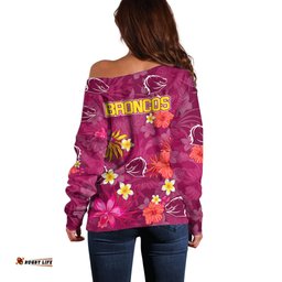 Broncos Rugby Off Shoulder Sweater Beautiful Floral Pattern Spring Summer Vibe