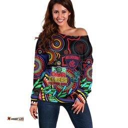 Custom Demons Football Aboriginal Art Off Shoulder Sweater NAIDOC Indigenous Tribal