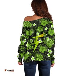 Australian Thunder Cricket Off Shoulder Sweater Baeuty Pacific Hibiscus and Polynesian Pattern
