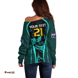 Custom Matildas Australia Soccer Off Shoulder Sweater Liquid Marble Texture Vibe