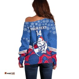 Custom Bulldogs Football Christmas Off Shoulder Sweater Merry Xmas Mix Aboriginal Art