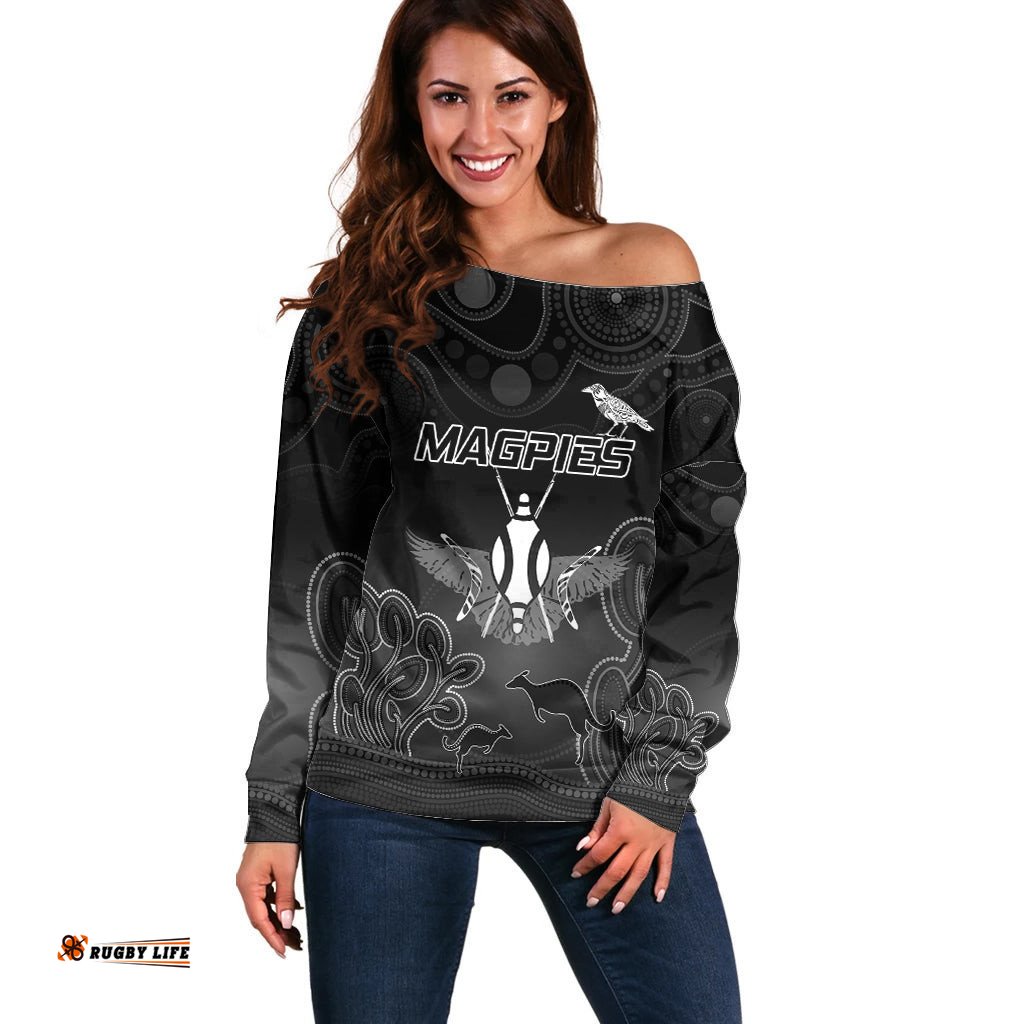 Collingwood Football Off Shoulder Sweater Magpies The Starry Night Indigenous