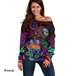 Custom Knights Rugby Aboriginal Art Off Shoulder Sweater NAIDOC Indigenous Tribal