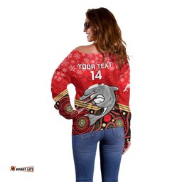 Custom Dolphins Rugby Christmas Off Shoulder Sweater Merry Xmas Mix Aboriginal Art