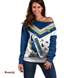Custom Australia Day Cowboys Off Shoulder Sweater NRL 2024 Sydney Opera House With Map