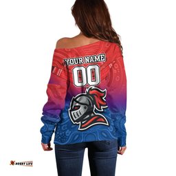 Custom Knights Permier Off Shoulder Sweater NRL Mascot with Aboriginal