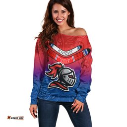 Custom Knights Permier Off Shoulder Sweater NRL Mascot with Aboriginal