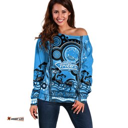 Custom Adelaide Strikers Cricket Off Shoulder Sweater Happy Australia Day Aboriginal Art