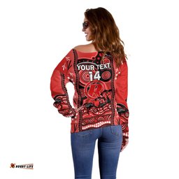 Custom Melbourne Renegades Cricket Off Shoulder Sweater Happy Australia Day Aboriginal Art