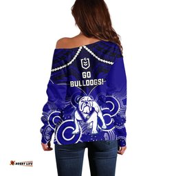 Bulldogs Rugby Off Shoulder Sweater Go Doggies Aboriginal Mix Polynesian Pattern