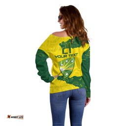 Custom Australia Cricket Off Shoulder Sweater History Commemorative World Cup Winners