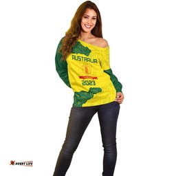 Custom Australia Cricket Off Shoulder Sweater History Commemorative World Cup Winners