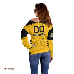 Custom Australia Soccer Off Shoulder Sweater Matildas Socceroos Black Vibe