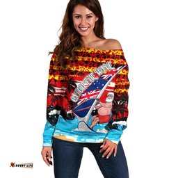 Australia Surfing Christmas Off Shoulder Sweater Catch The Wave