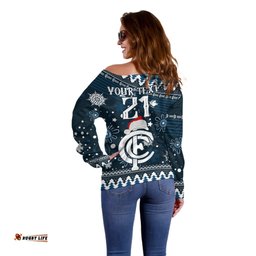 Custom Carlton Blues Football Off Shoulder Sweater Christmas Vibe 2023