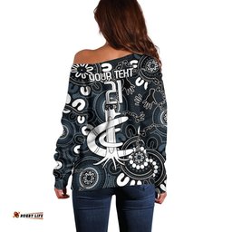 Custom Carlton Blues NAIDOC Week 2024 Off Shoulder Sweater Fire Burning Aboriginal Dots Art