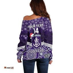 Custom Dockers Football Christmas Off Shoulder Sweater Merry Xmas Mix Aboriginal Art