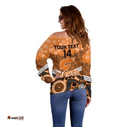 Custom Giants Football Christmas Off Shoulder Sweater Merry Xmas Mix Aboriginal Art