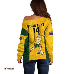 Custom Australia Soccer Off Shoulder Sweater Sam Kerr Matildas Proud World Cup Yellow