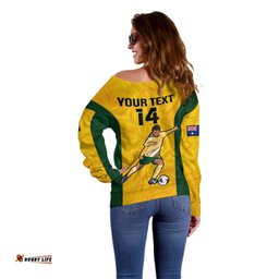 Custom Australia Soccer Off Shoulder Sweater Sam Kerr Matildas Proud World Cup Yellow