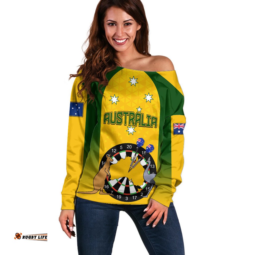 Custom Australia Darts Off Shoulder Sweater National Color Basic