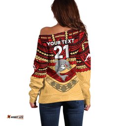 Custom Dolphins Rugby Off Shoulder Sweater Polynesian and Aboriginal Vibe