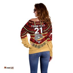 Custom Dolphins Rugby Off Shoulder Sweater Polynesian and Aboriginal Vibe