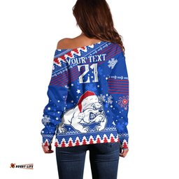 Bulldogs Football Off Shoulder Sweater Christmas Vibe 2023