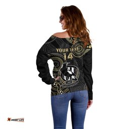 Custom AFL Collingwood Off Shoulder Sweater Indigenous Magpies Dynamic Version