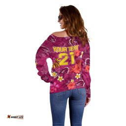 Custom Broncos Rugby Off Shoulder Sweater Beautiful Floral Pattern Spring Summer Vibe
