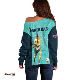 Australia Soccer Off Shoulder Sweater Ellie Carpenter Matildas Turquoise