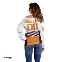 Custom Text And Number Brisbane Broncos NRL Off Shoulder Sweater No2