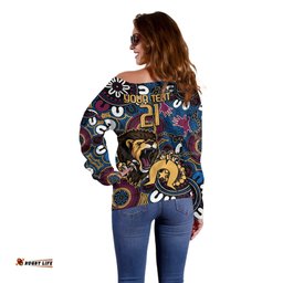 Custom Lions Football NAIDOC Week 2024 Off Shoulder Sweater Fire Burning Aboriginal Dots Art