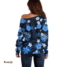 Australian Strikers Cricket Off Shoulder Sweater Baeuty Pacific Hibiscus and Polynesian Pattern