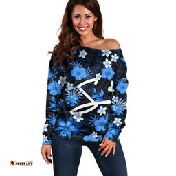 Australian Strikers Cricket Off Shoulder Sweater Baeuty Pacific Hibiscus and Polynesian Pattern