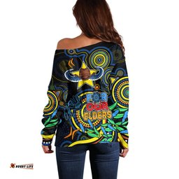 Cowboys Rugby Aboriginal Art Off Shoulder Sweater NAIDOC Indigenous Tribal