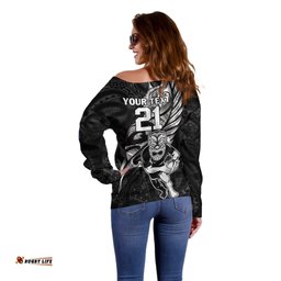Custom New Zealand Maori Rugby Off Shoulder Sweater Rarauhe Pango Silver Fern Manaia