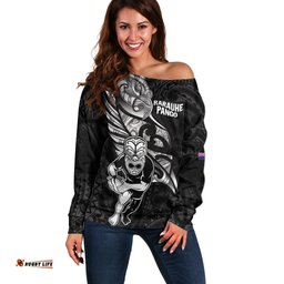 Custom New Zealand Maori Rugby Off Shoulder Sweater Rarauhe Pango Silver Fern Manaia