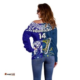 Custom Text And Number Bulldogs And Cowboys Rugby Off Shoulder Sweater Together Indigenous 03