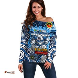 Custom NAIDOC Week 2024 Bulldogs Off Shoulder Sweater Mascot Rugby