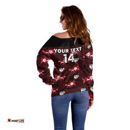 Custom Text And Number Dragons Rugby Off Shoulder Sweater Polynesian Tribal Mix Tropical Hawaiian Style