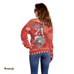 Custom Dolphins Rugby Off Shoulder Sweater Chirstmas Vibe 2023