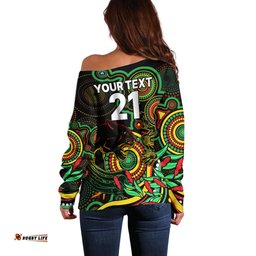 Custom Panthers Rugby Aboriginal Art Off Shoulder Sweater NAIDOC Indigenous Tribal