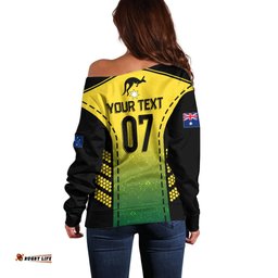 Custom Australia Cricket Off Shoulder Sweater Kangaroo Champions Go Aussies